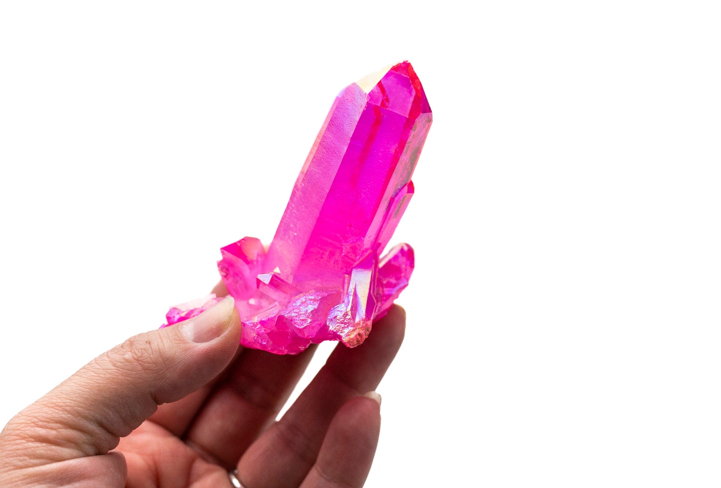 Pink Aura Quartz Crystal Cluster