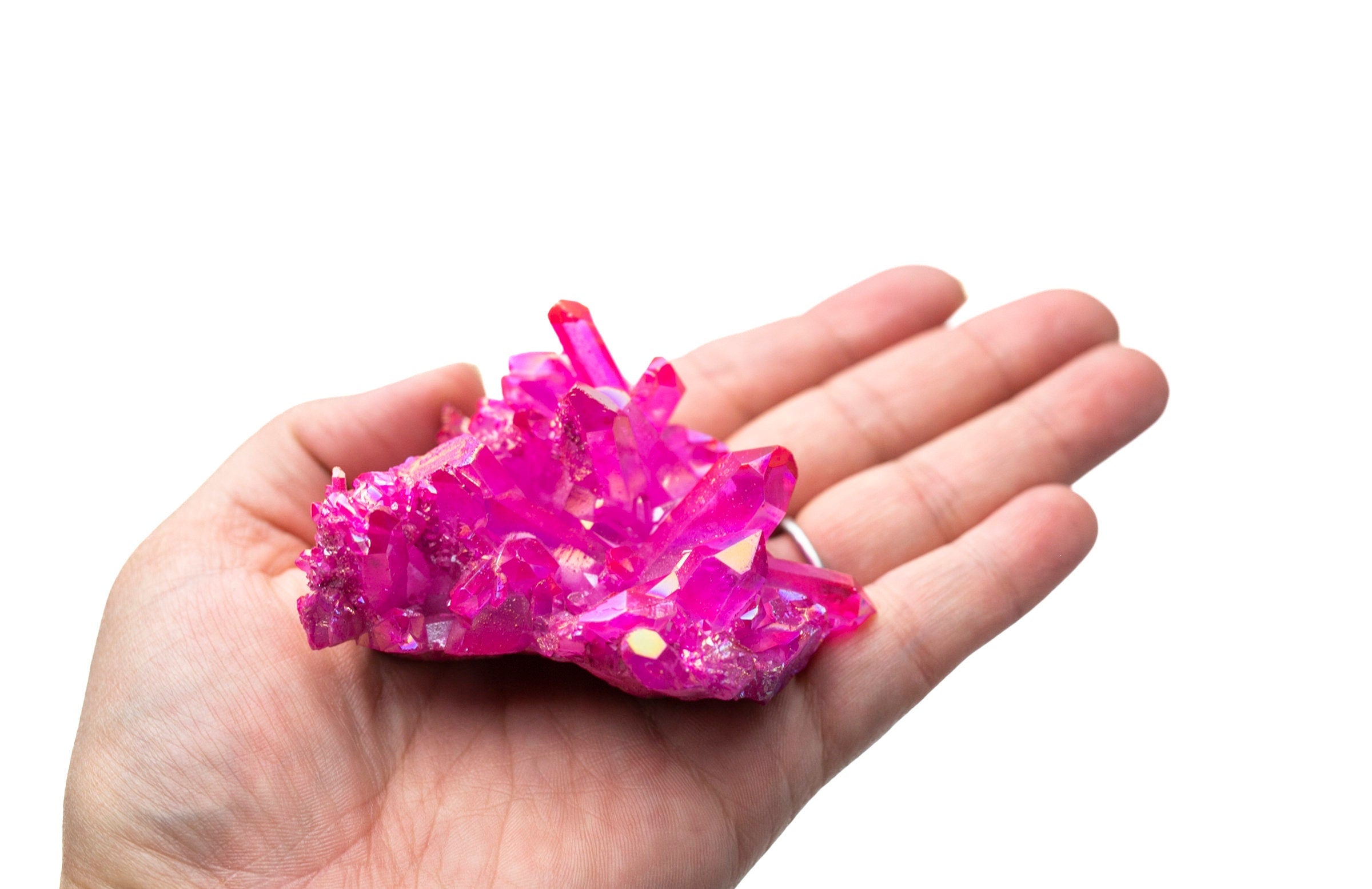 Pink Aura Quartz Crystal Cluster