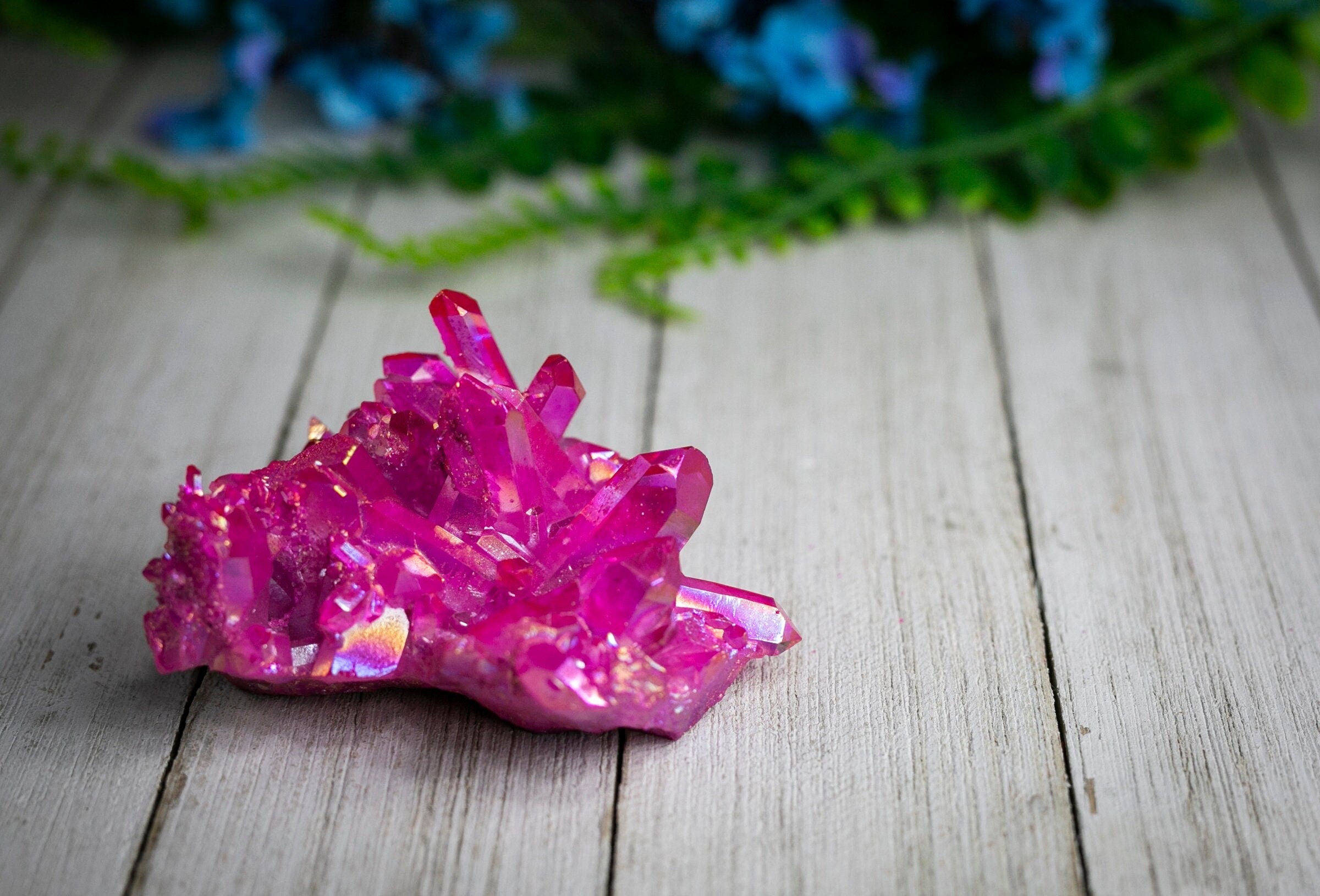 Pink Aura Quartz Crystal Cluster