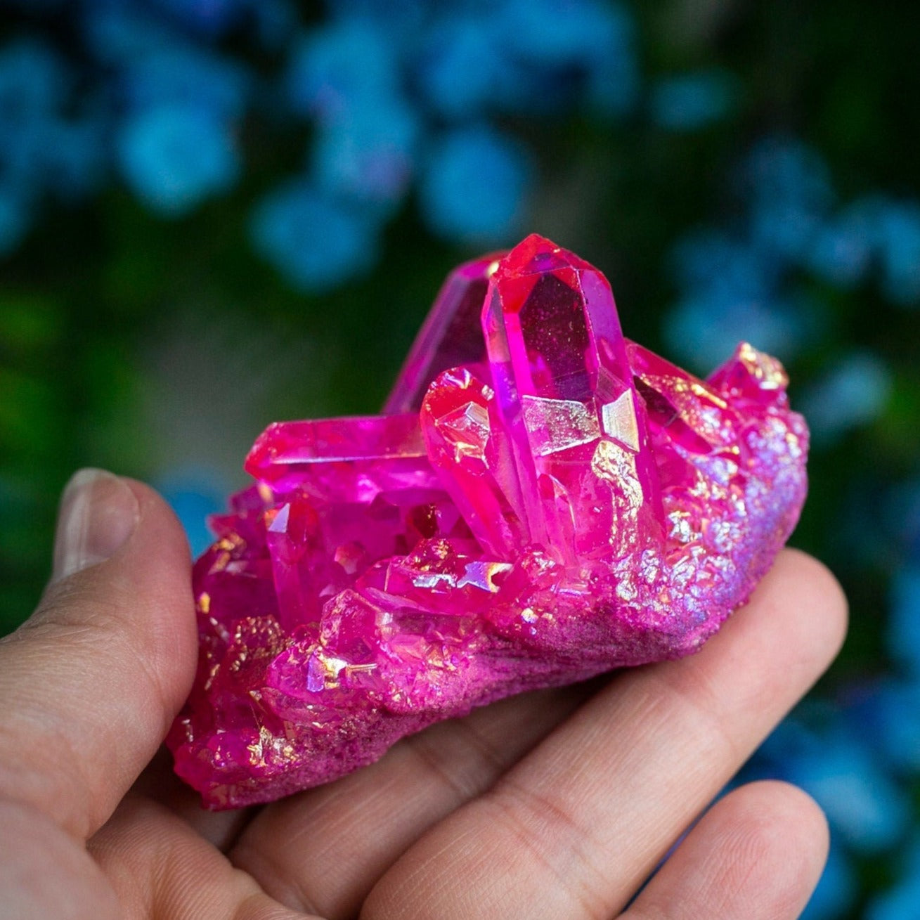 Pink Aura Quartz Crystal Cluster