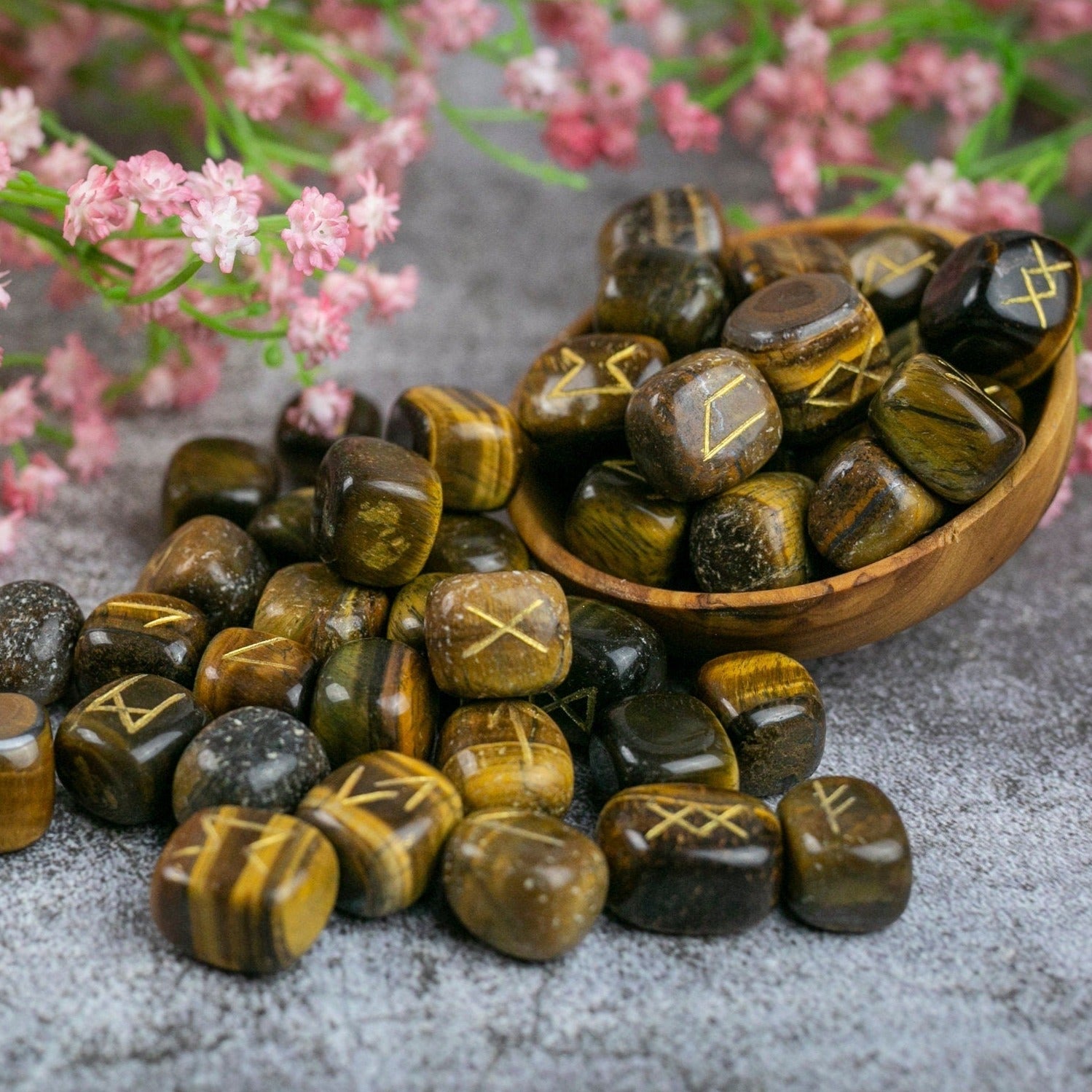 Tigers Eye Runestone Set