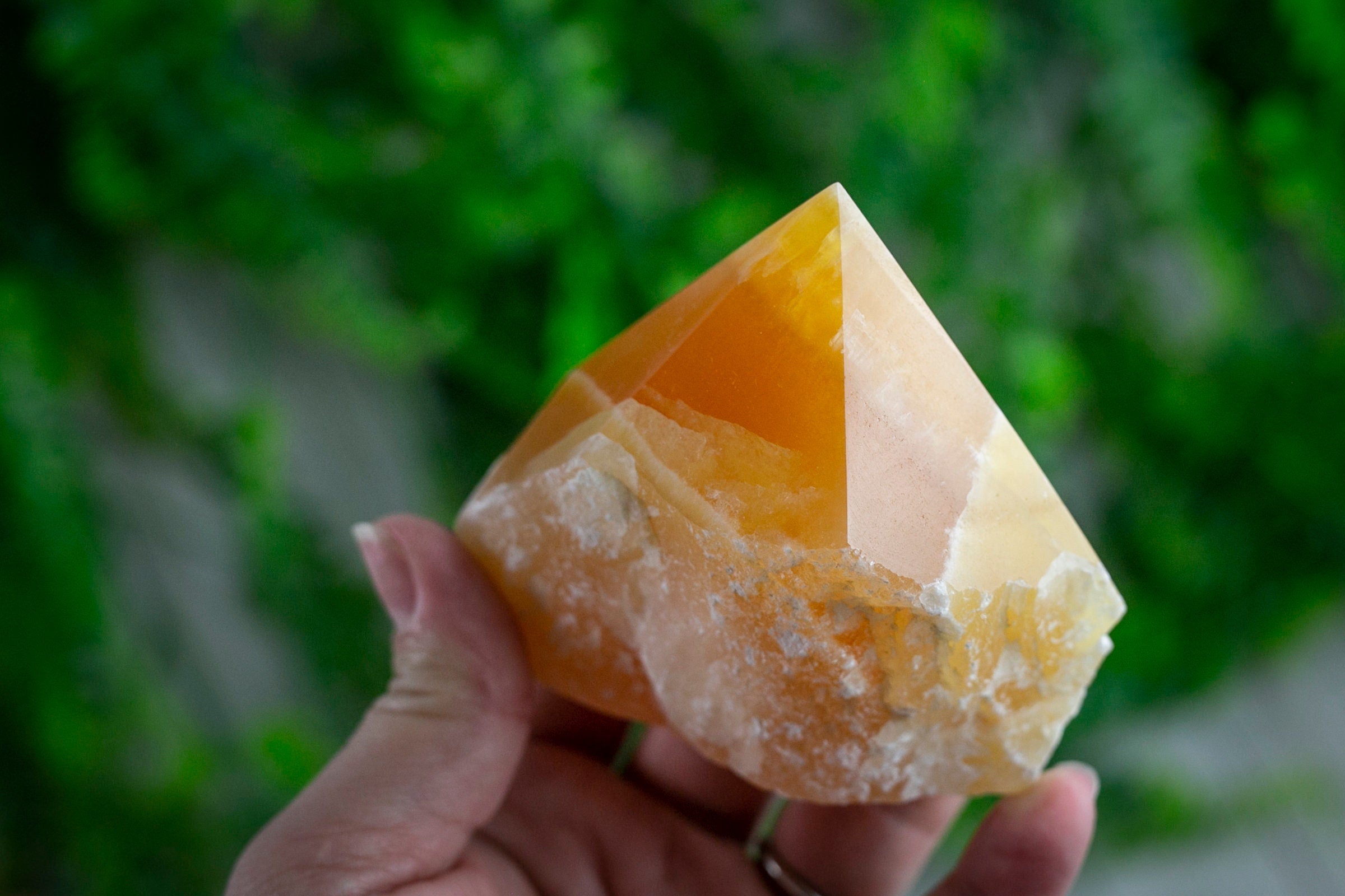 Large Raw Orange Calcite Polished Crystal Point