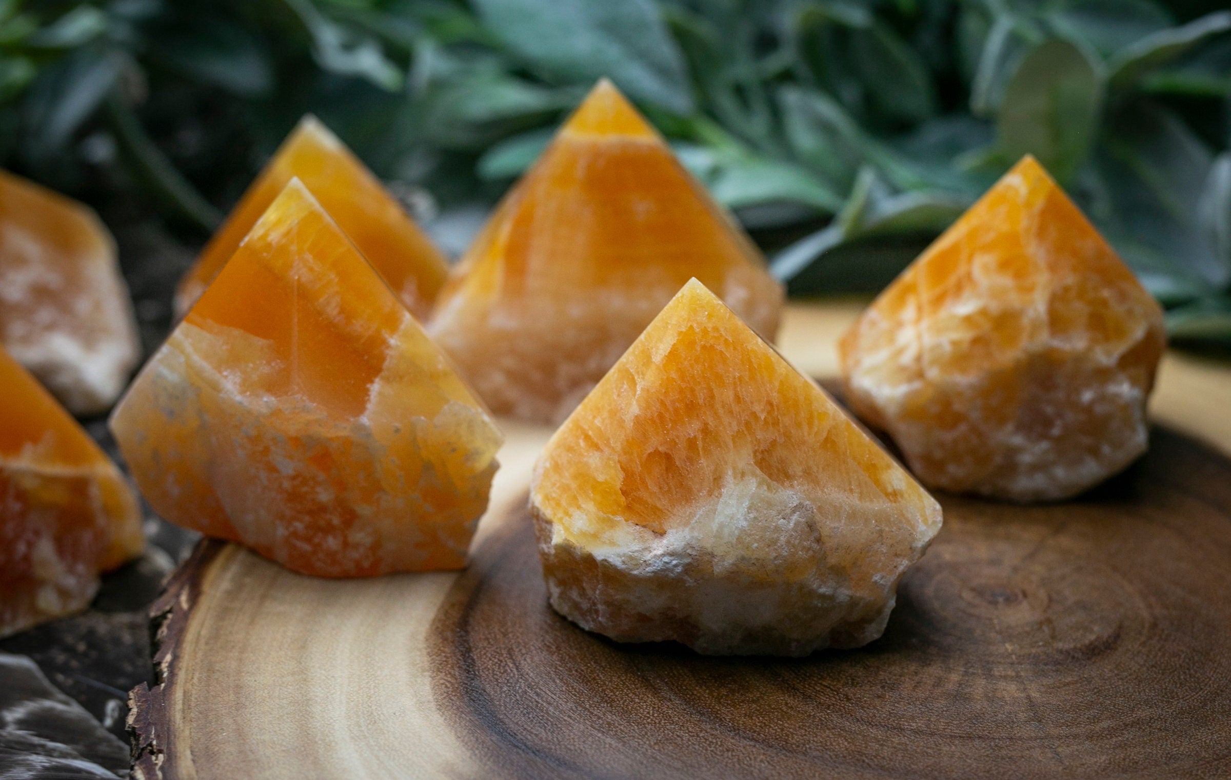 Large Raw Orange Calcite Polished Crystal Point