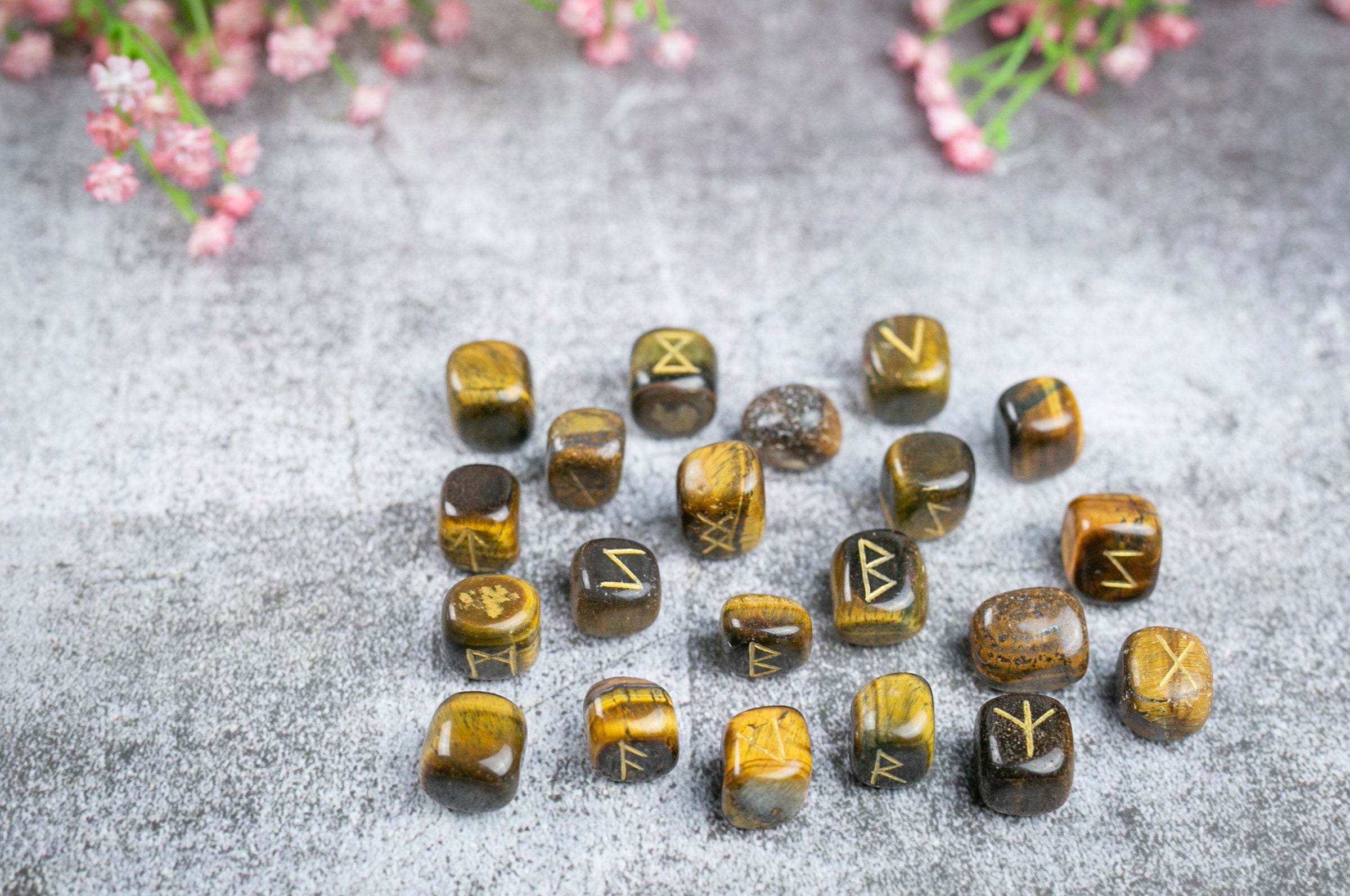 Tigers Eye Runestone Set