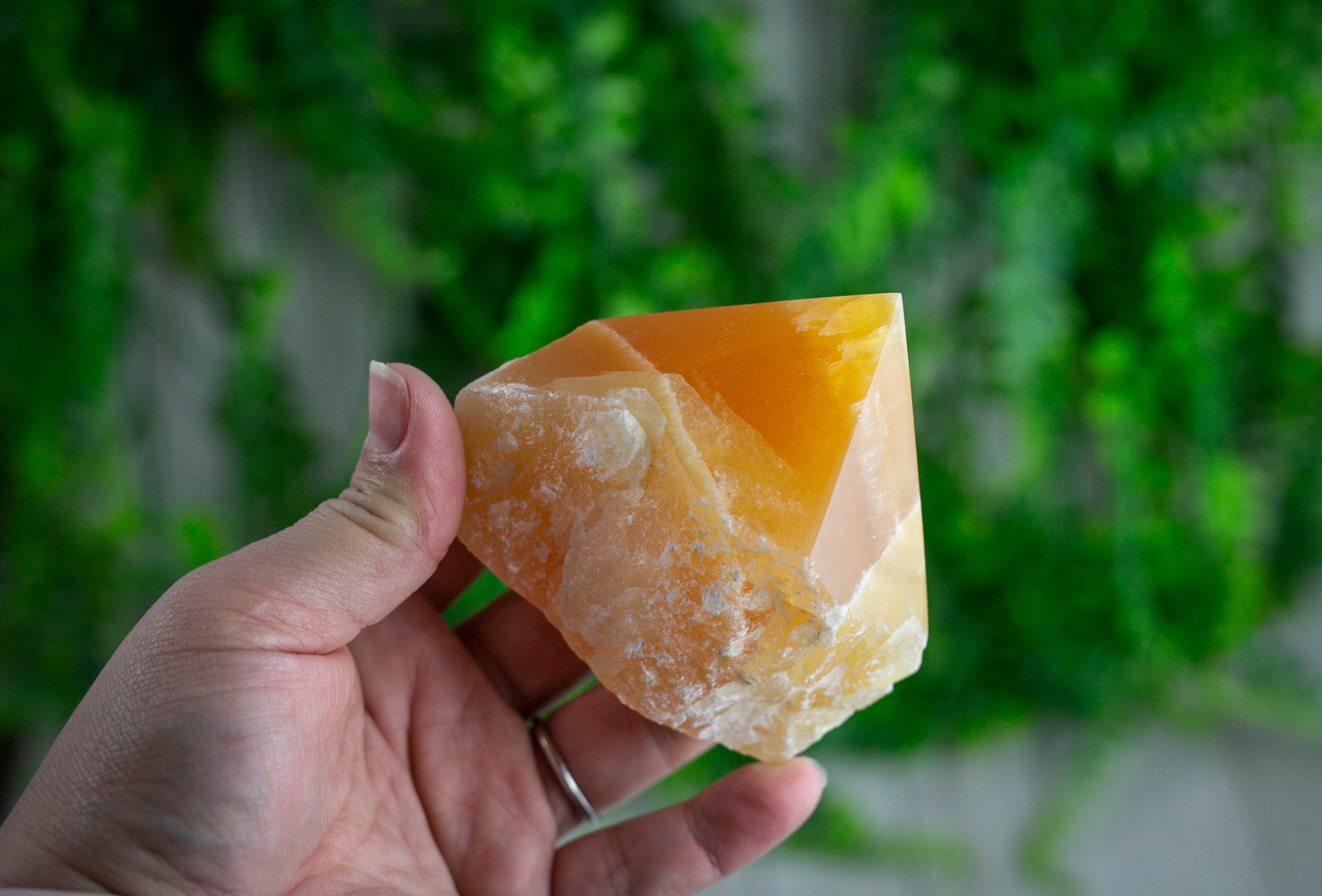 Large Raw Orange Calcite Polished Crystal Point